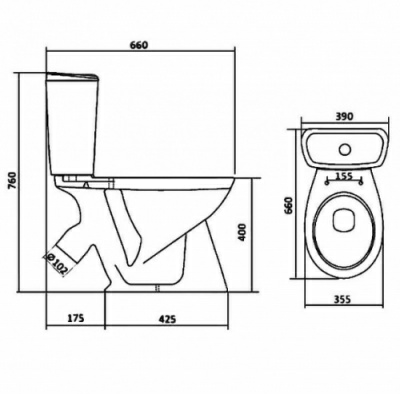 Унитаз-компакт Бриз 1WH302138 с диагональным выпуском (Россия)