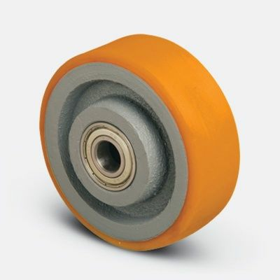 Большегрузная поворотная колесная опора, полиуретан, обод-чугун (ED01 VBP 125) (Турция)