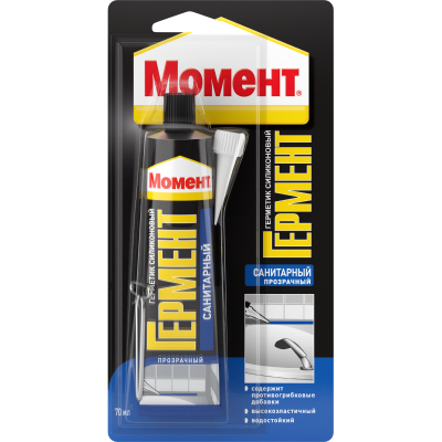 Герметик силиконовый санитарный МОМЕНТ ГЕРМЕНТ прозрачный 70мл (Бельгия)