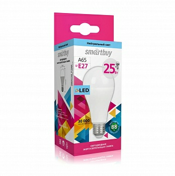 Лампа светодиодная (LED) Smartbuy-A65-25W/4000/E27 (Китай)