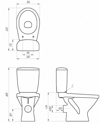 Унитаз компакт Cersanit TRENTO TR011 3/6л. белый (Россия)