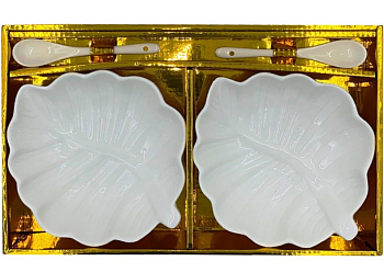 Набор подарочный (салатница 2 шт, ложка 2 шт) из фарфора NS-3 (Китай)