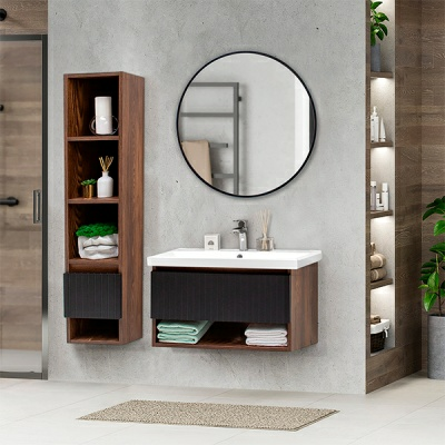 Зеркало Акваль Нова 70x70см в раме МДФ шагрень черный (Россия)