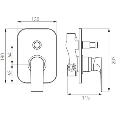 Набор Algeo Square Set скрытого монтажа со смесителем и дождевым душем (Польша)