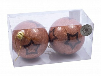 Набор шаров елочных пластмассовых 2 штуки 10 см (Китай)