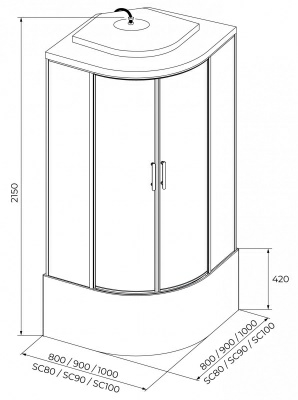 Душевая кабина Iva SC100CT 100х100х215 (Китай)