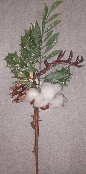 Ветка новогодняя пластиковая 31см CV08866-2 (Польша)