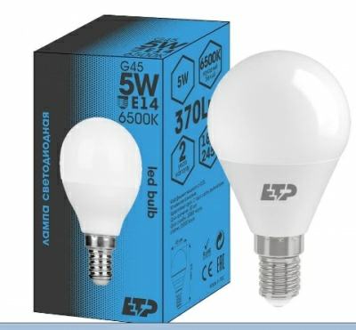 Лампа светодиодная G45 5W E14 6500K (Китай)