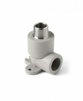 Угольник PP-R комбинированный с креплением НР Дн 20*1/2" серый