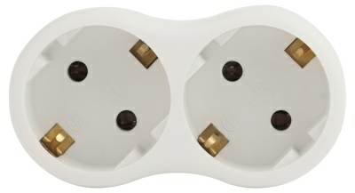Разветвитель электрический ЭРА SPx-2e-W на 2 розетки с заземлением 16А белый (Китай)