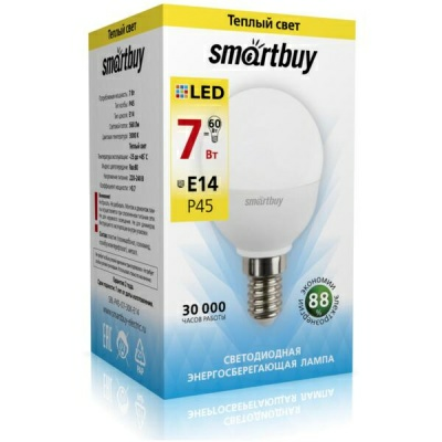 Лампа светодиодная (LED) Smartbuy-P45-07W/3000/E14 (Китай)