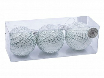 Набор шаров елочных пластмассовых Белбогемия белый 3 штуки 8 см (Китай)