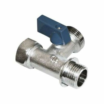 Кран шаровый трехходовой для СМА хромированный 1/2" х 3/4" х 1/2"