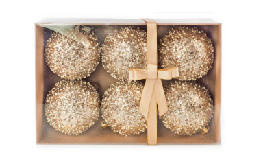 Набор новогодних шаров Ausini B8031GD, золото, 12 см, 6 шт (Китай)