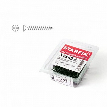 Саморез 3.5х35 мм для монтажа ГКЛ к дереву, фосфат (200шт) (Китай)