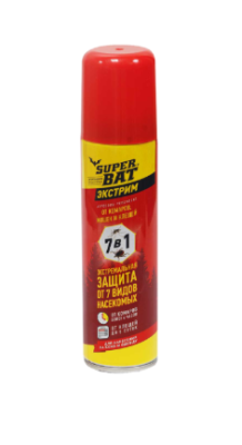 Аэрозоль Экстрим 7 в 1  флакон 150мл от комаров, мошек и клещей SuperBAT (Россия)