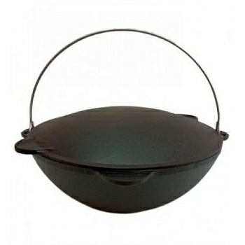 Казан чугунный походный татарский с алюминиевой крышкой Туризм (Россия)