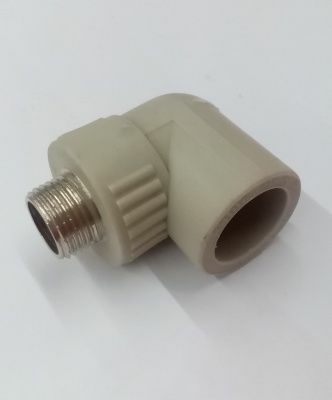 Угольник комбинированный ПП с наружней резьбой d25*1,2" серый