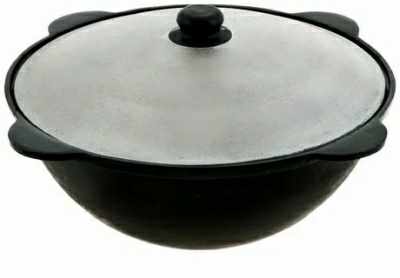 Казан узбекский чугунный с крышкой-сковородой (круглое дно) 10л (Россия)