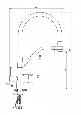 Смеситель STONE для кухни с поворотным высоким изливом с краном для фильтра черный Nordlain 21252401 (Эстония)