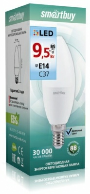 Лампа светодиодная (LED) Smartbuy-C37-9,5W/4000/E14 (Китай)