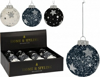 Шар елочный Silver Stars 8 см, в ассортименте (Китай)