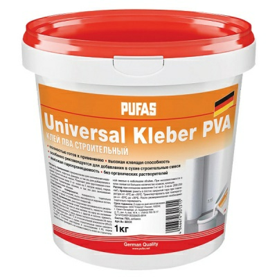 Клей ПВА PUFAS универсальный строительный 1кг (Россия)
