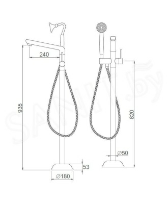 Смеситель для ванны (напольный) Gerhans K13219-1 (Китай)