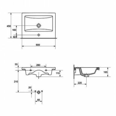 Умывальник мебельный COMO 60 без арматуры Умывальник мебельный COMO 60 без арматуры