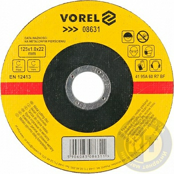 Диск отрезной по металлу 125*1*22мм Vorel (Польша)