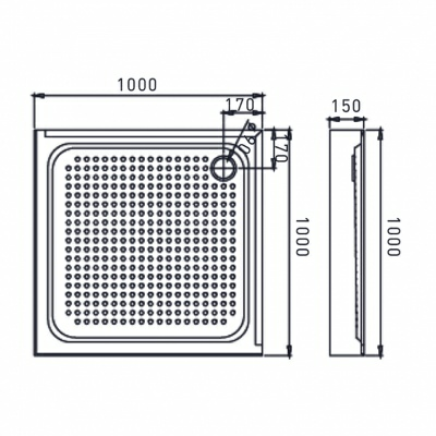 Поддон низкий прямоугольный 100 ABS в сборе 100х100 ER 100H (Китай)