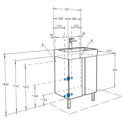 Набор Тумба с умывальником Кантри 60 белый дуб верона Раковина НЕО-60 (Россия)