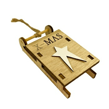 Подвеска елочная Christmas Sleigh, 6*11*2.4,дерево (Китай)