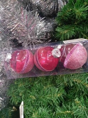Новогоднее украшение Набор шаров 8 см 3 штуки (Китай)