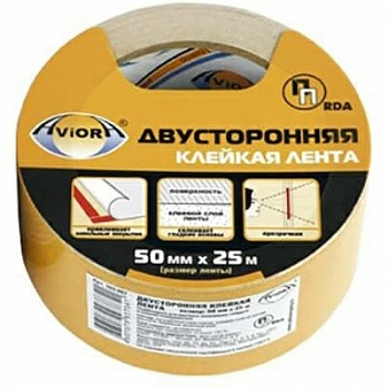 Лента двусторонняя клейкая Aviora 50мм/25м ТК (Китай) Лента двусторонняя клейкая Aviora 50мм/25м ТК (Китай)