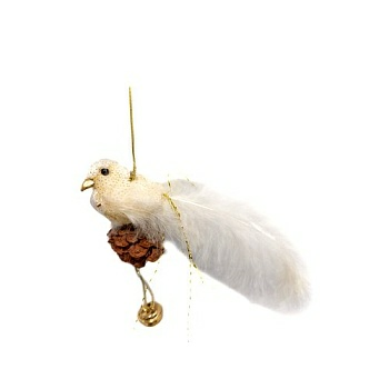 Новогоднее украшение "Птица с шишкой" 10 см (Китай)