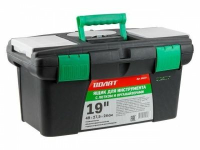 Ящик для инструмента 49x27,5x24см (19") с лотком и органайзерами ВОЛАТ (Китай)