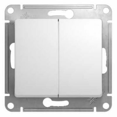 Выключатель GLOSSA 2-клавишный (белый) (Латвия)