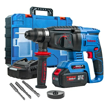Перфоратор аккумуляторный KATANA RH6501 (21В,1*4Ач, бесщеточный.,2,6 Дж,3 режима,SDS+,3 сверла,кейс) (Китай))