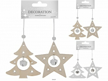 Набор украшений елочных из дерева Звезда Елка (Китай)