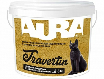 Штукатурка декоративная белая Aura Travertin (0,5) 8кг (Беларусь) в Борисове