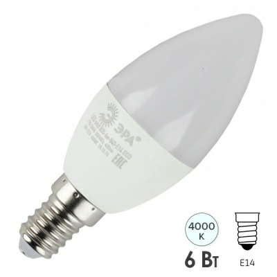 LED B35-6W-840-E14 R  Лампочка светодиодная ЭРА R (Австрия)