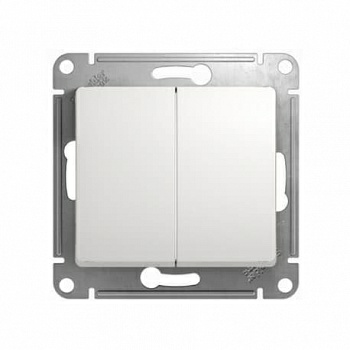 Переключатель GLOSSA 2-клавишный с подсветкой (белый) (Латвия)