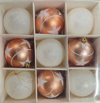 Новогоднее украшение Набор шаров 8 см 9 штук (Китай)