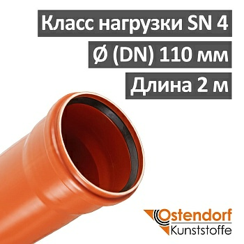 Труба для наружной канализации ПВХ 110x3.2х2000мм OSTENDORF (Россия)