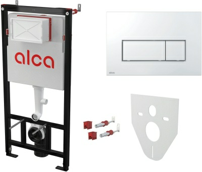Комплект скрытой инсталляции 4 в 1 AlcaPlast AM101/1120+ кнопка M571 хром глянец (Чехия)