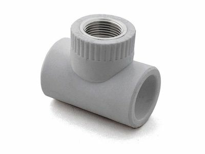 Тройник комбинированный ПП с внутр. резьбой d32х1"х32 серый