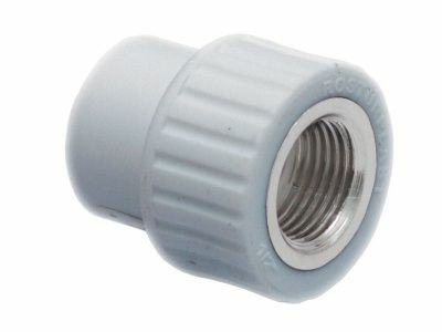 Муфта комбинированная ПП с внутренней резьбой d20х1/2 серая
