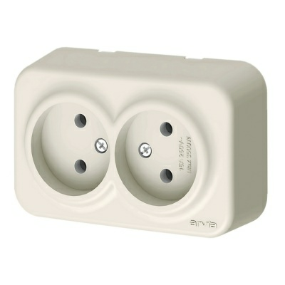 Розетка 2-я без заземления наружная Arvia кремовая (Турция)