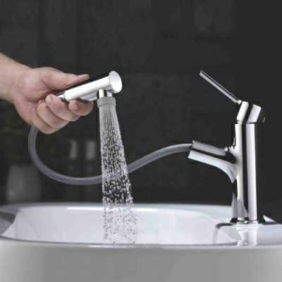 Смеситель для умывальника Ledeme L1055-25 с выдвижным изливом (Китай)